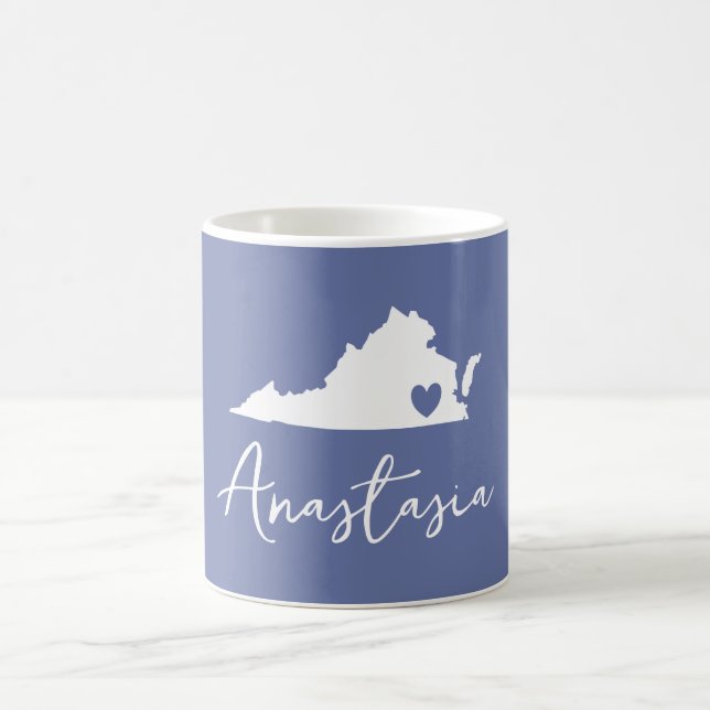 Virginia State Map Customisable Name Coffee Mug (Center)
