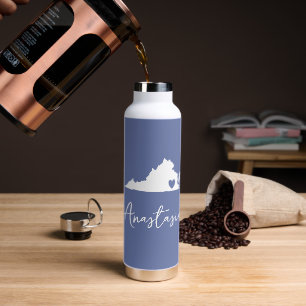 Virginia State Map Customisable Name Water Bottle