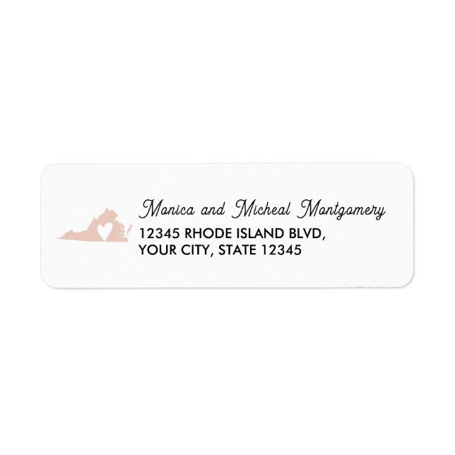 VIRGINIA State Map with Heart - ANY COLOR  (Front)