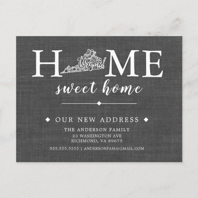 VIRGINIA State Moving Announcement Post Card (Front)