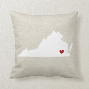 Virginia State Pillow Faux Linen Personalised