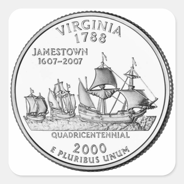 Virginia State Quarter Square Sticker (Front)
