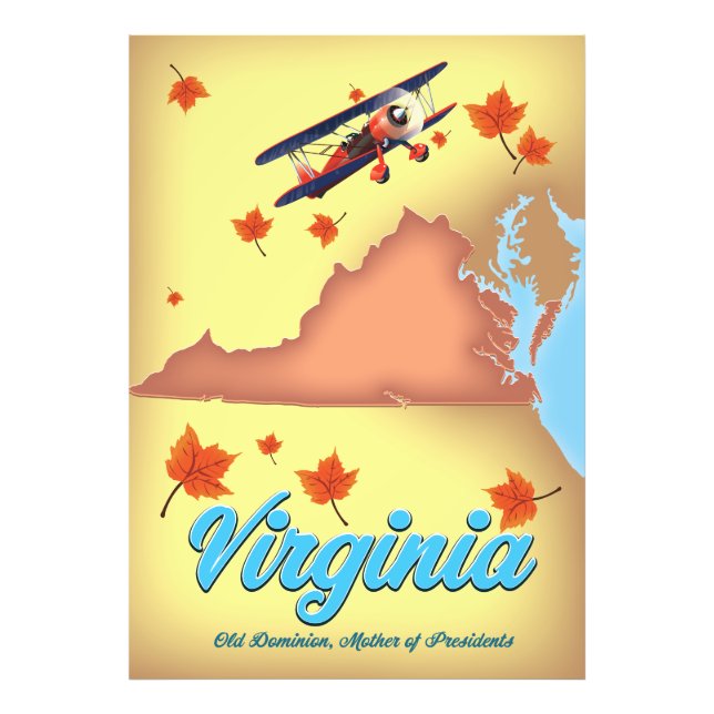 Virginia State retro Travel poster map (Front)