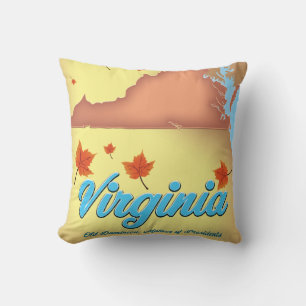 Virginia State retro Travel poster map Cushion