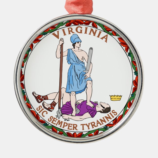 Virginia state seal.jpg metal tree decoration (Front)