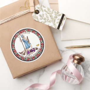 Virginia State Seal, The state flag of Virginia Classic Round Sticker