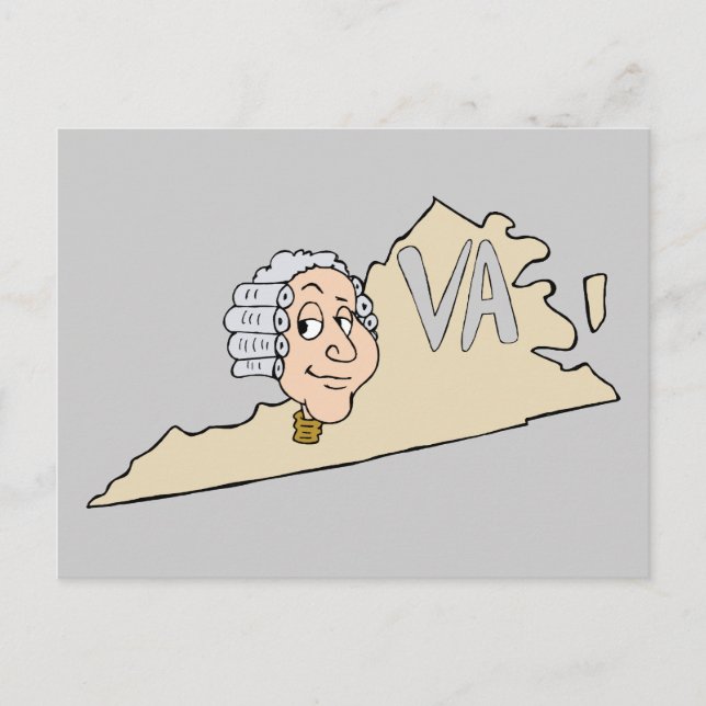 Virginia State VA Cartoon with George Washington Postcard (Front)
