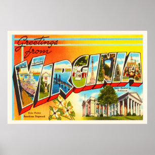 Virginia State VA Old Vintage Travel Postcard- Poster