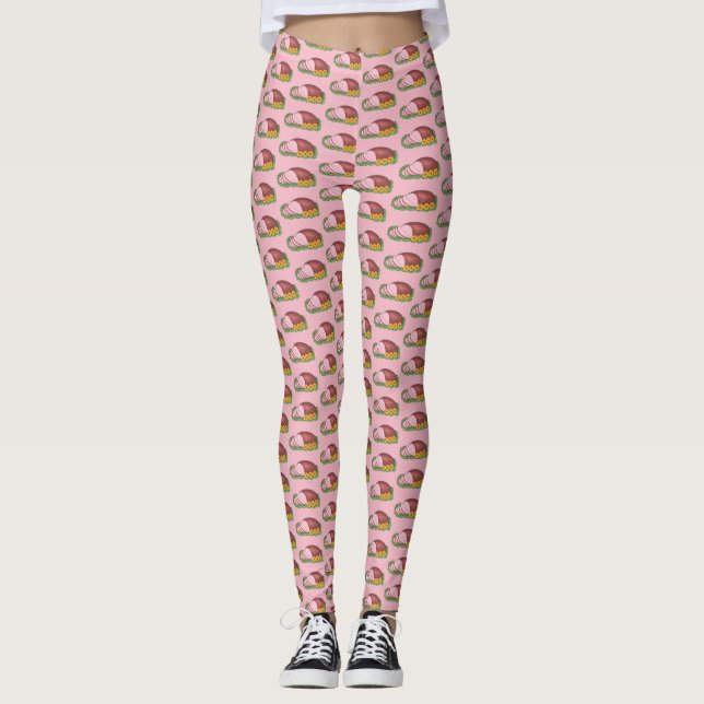 Virginia Style Cured Country Ham VA Meat Pink Leggings (Front)