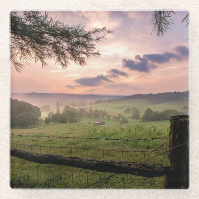 Virginia Sunset Glass Coaster (Front)