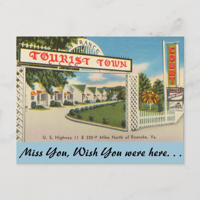 Virginia, Tourist Town, Roanoke Postcard (Front)
