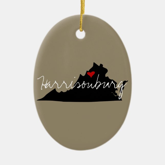 Virginia Town Ceramic Tree Decoration (Front)