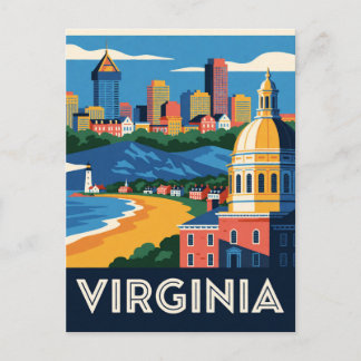 Virginia USA Colonial History Blue Ridge Travel 🏛 Postcard