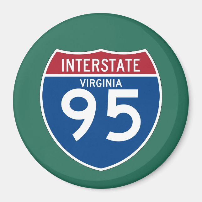 Virginia VA I-95 Interstate Highway Shield - Magnet (Front)