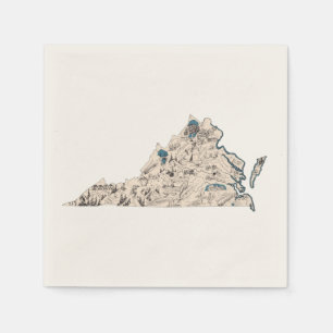 Virginia Vintage Picture Map Antique State Chart Napkin