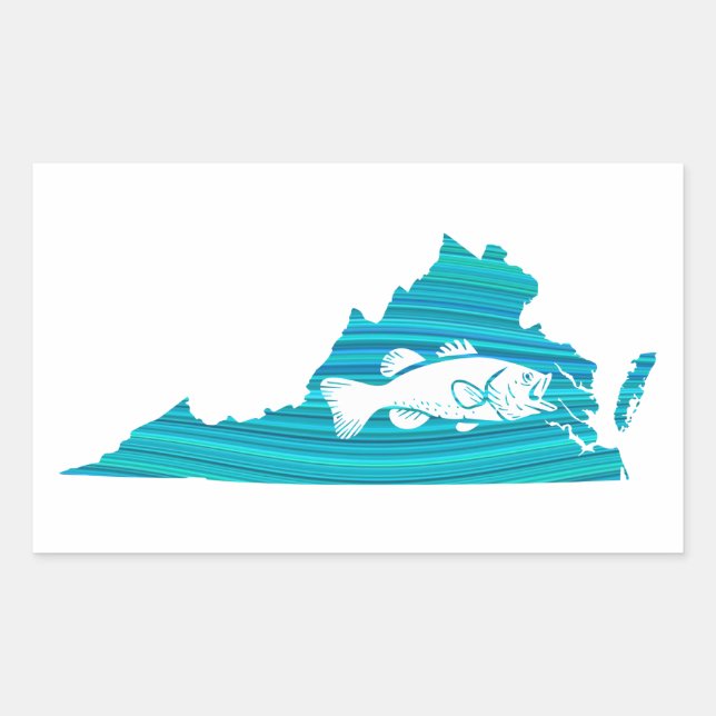 Virginia Wave Fishing Rectangular Sticker (Front)