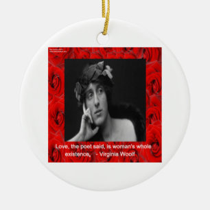 Virginia Woolf & Love Quote Ceramic Tree Decoration
