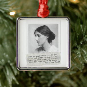 Virginia Woolf Quote - Icons of Women's History Metal Tree Decoration