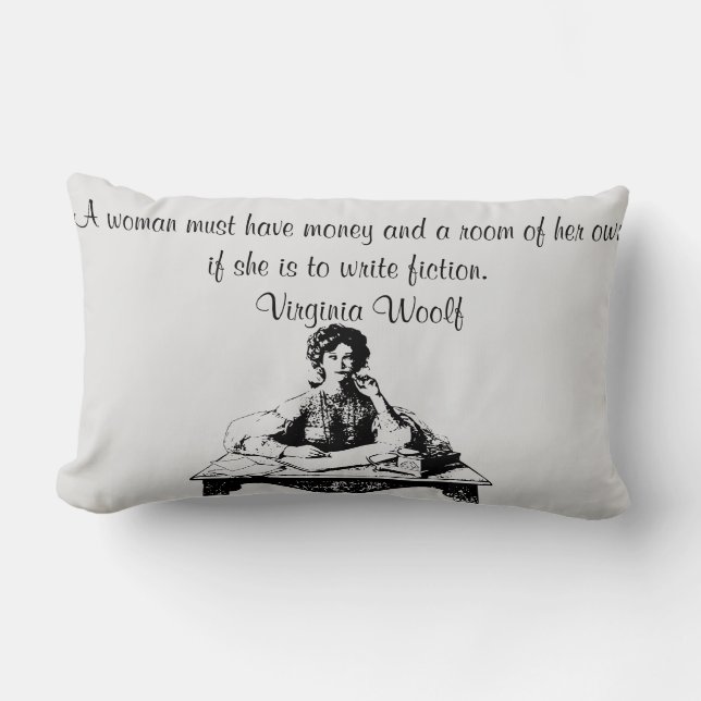 Virginia Woolf Quote Lumbar Cushion (Front)