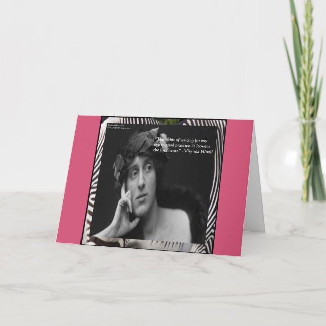 Virginia Woolf W/Zebra Stripes Writing Quote Card (Front)