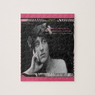 Virginia Woolf W/Zebra Stripes Writing Quote Jigsaw Puzzle