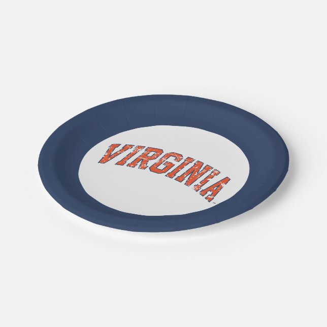 Virginia Wordmark Distressed Paper Plate (Angled)