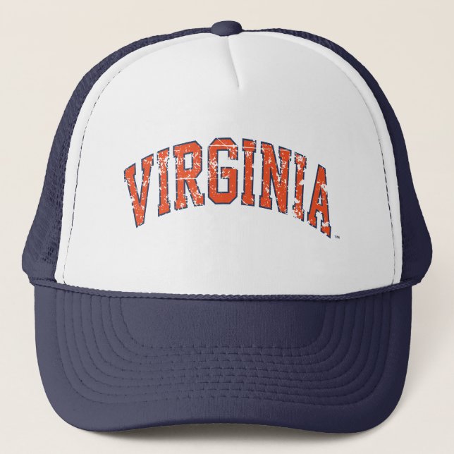 Virginia Wordmark Distressed Trucker Hat (Front)