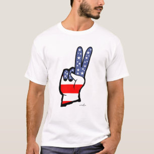 Virginia Wright Peace Sign USA Flag Peace T-Shirt