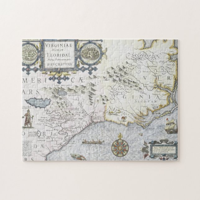 Virginiae Item et Floridae Americae provinciarum 3 Jigsaw Puzzle (Horizontal)