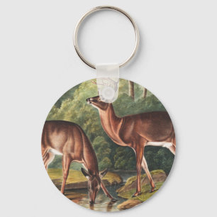Virginian Deer (Cervus Virginianus) Illustration Key Ring