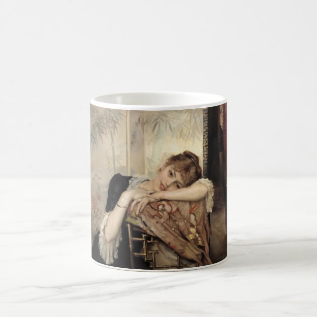 Virginie (The Parisian Woman) (by Albert Edelfelt) Coffee Mug (Center)