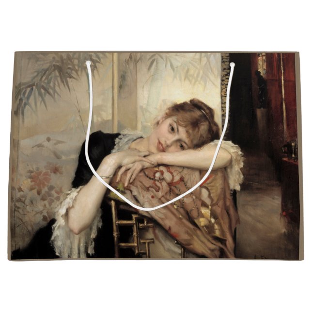 Virginie (The Parisian Woman) (by Albert Edelfelt) Large Gift Bag (Front)