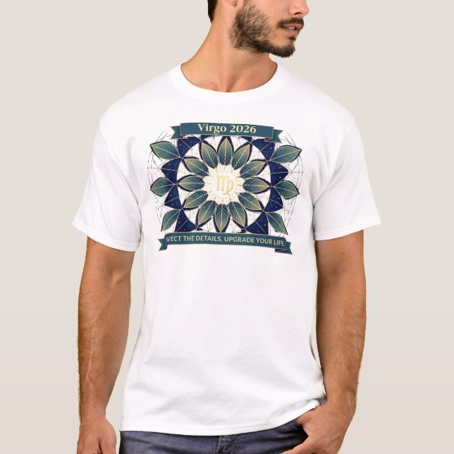 Virgo 2026 Geometric Virgo Symbol Mandala | Refine T-Shirt (Front)