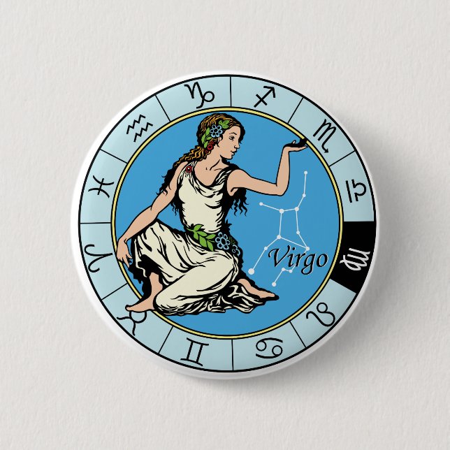 virgo astrological zodiac sign 6 cm round badge (Front)
