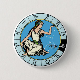 virgo astrological zodiac sign 6 cm round badge