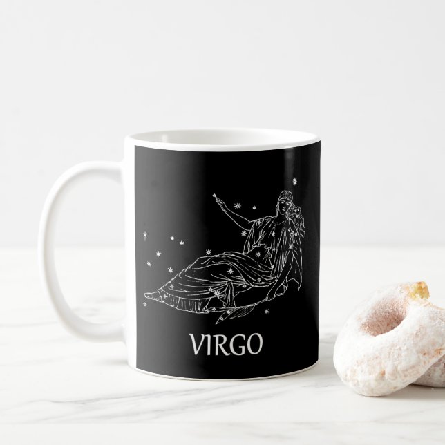 Virgo Astrology Constellation And Traits Black Mug (With Donut)