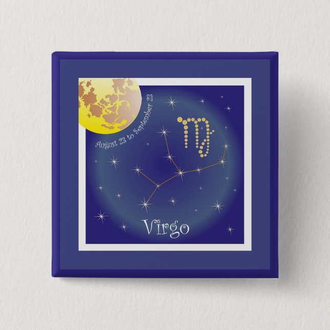 Virgo August 23 to September 23 15 Cm Square Badge (Front)