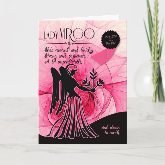 Virgo Birthday for Her Pink August 22 to Sep 23 Card (Front)