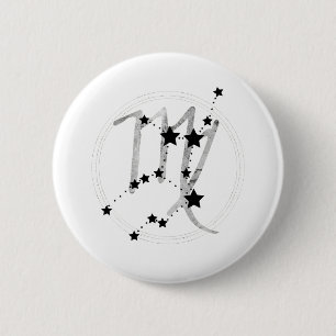 Virgo black & silver zodiac constellation astro 6 cm round badge