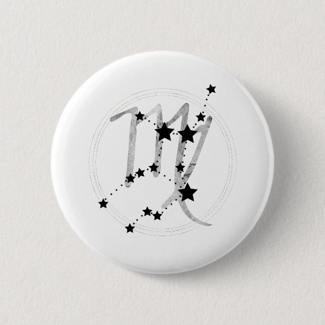 Virgo black & silver zodiac constellation astro 6 cm round badge (Front)