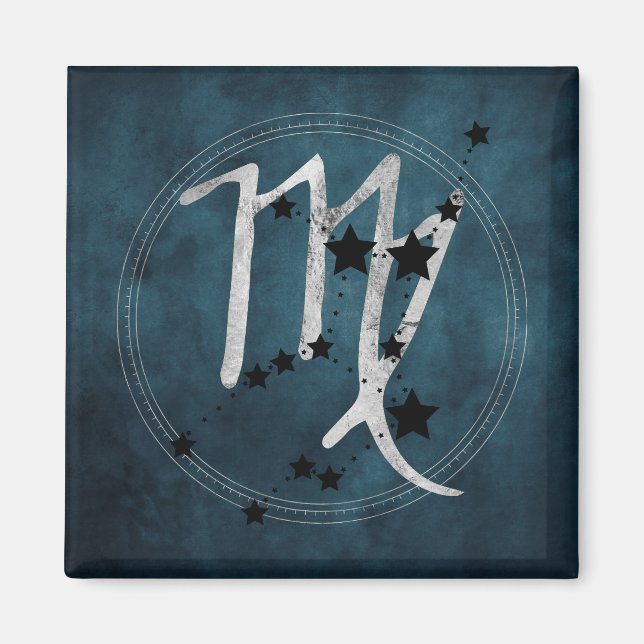 Virgo black & silver zodiac constellation teal  magnet (Front)