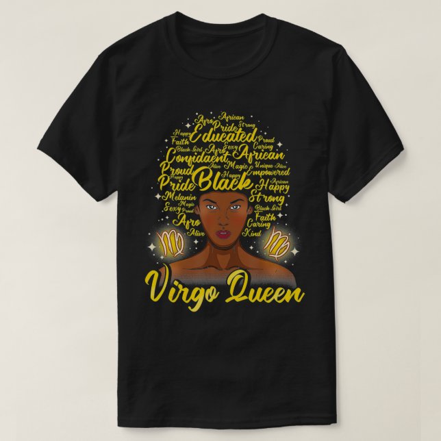 Virgo Black Woman Tshirt Black Queen Woman Natural (Design Front)