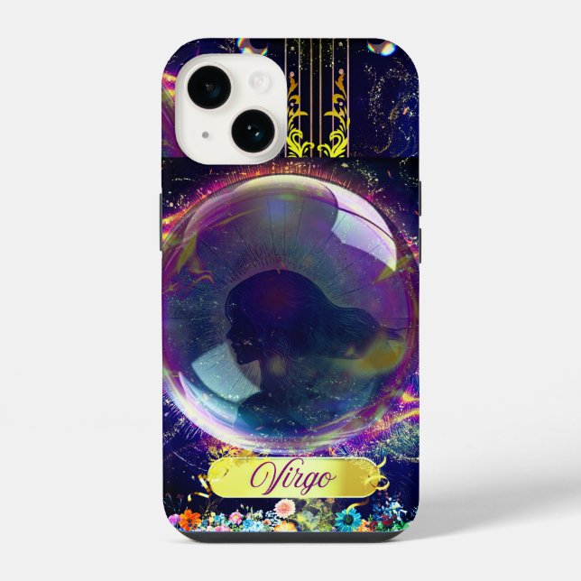 Virgo, blue iPhone case (Back)