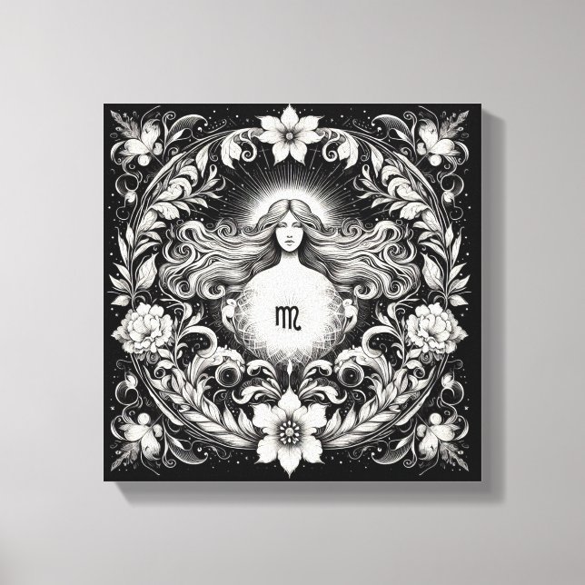 Virgo Botanical Goddess Etching Wall Decor (Front)