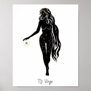 Virgo Celestial Maiden Goddess Sun Halo Art Poster