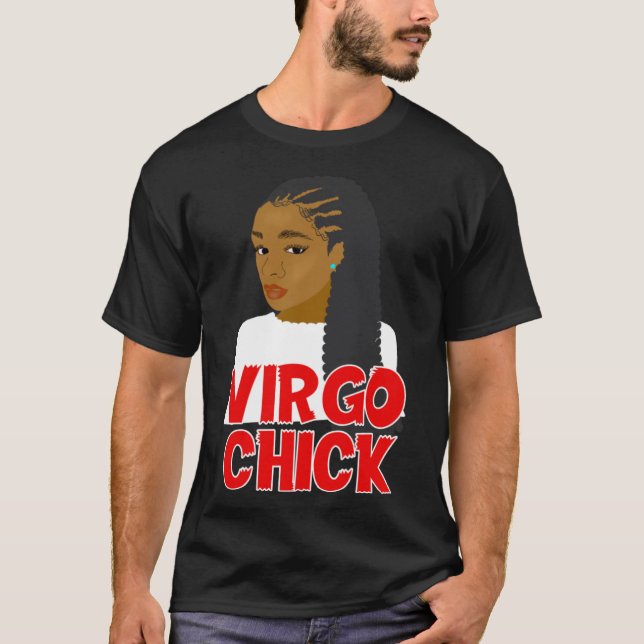 Virgo Chick African American Girl With Braids Zodi T-Shirt (Front)