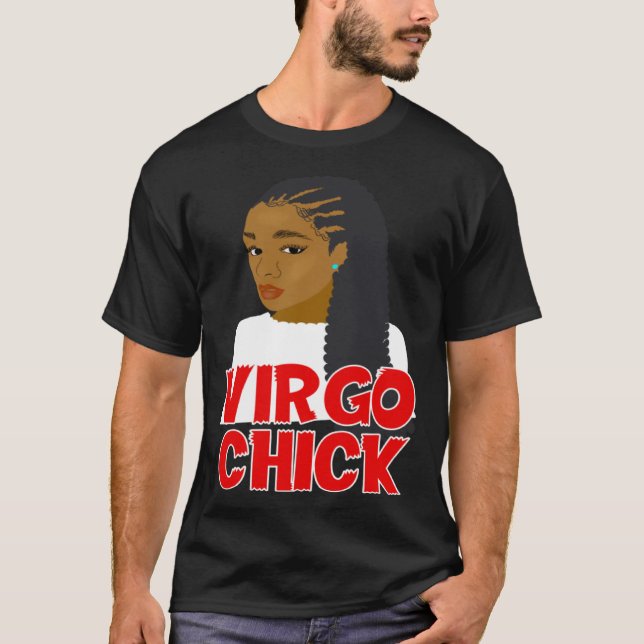 Virgo Chick African American Girl With Braids Zodi T-Shirt (Front)