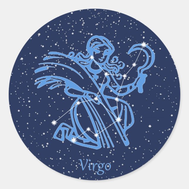 Virgo Constellation and Zodiac Sign with Stars Classic Round Sticker (Front)