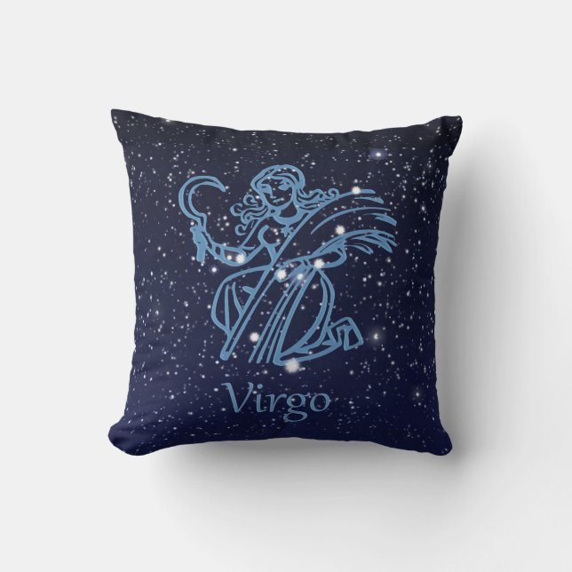 Virgo Constellation and Zodiac Sign with Stars Cushion (Front)