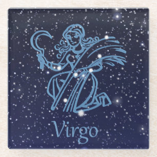 Virgo Constellation and Zodiac Sign with Stars Glass Coaster